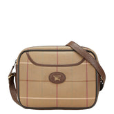 バーバリー チェック ショルダーバッグ カーキ ブラウン キャンバス レザー レディース BURBERRY 【中古】